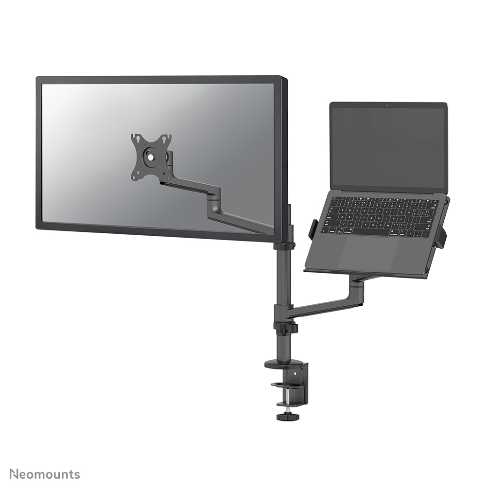 Neomounts NEXT Lite DS20-425BL2 Monitorarm 1 Bildschirm mit Laptop-Halterung - 17-27" - 0-8 kg - platzsparendes T-Rex-Modell - 100% plastikfreie Verpackung - universal - schwarz
