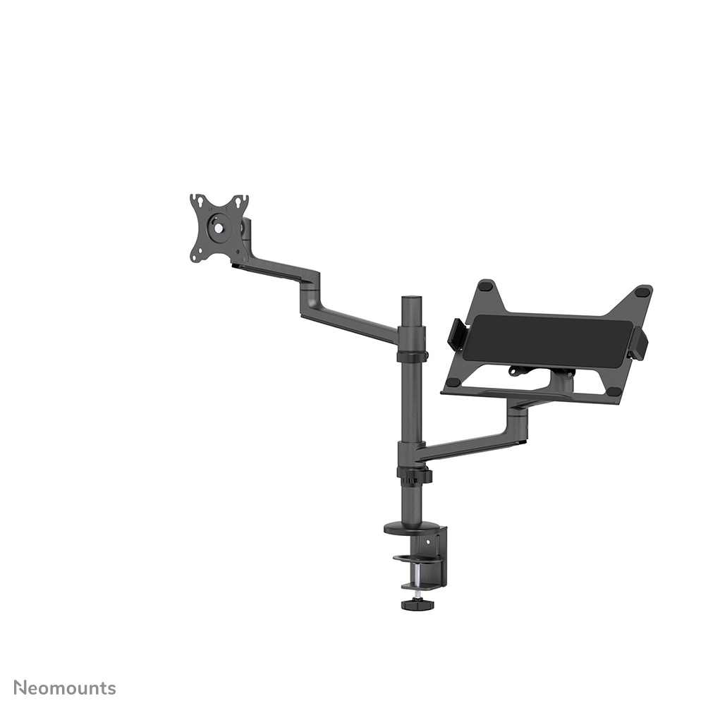 Neomounts NEXT Lite DS20-425BL2 Monitorarm 1 Bildschirm mit Laptop-Halterung - 17-27" - 0-8 kg - platzsparendes T-Rex-Modell - 100% plastikfreie Verpackung - universal - schwarz