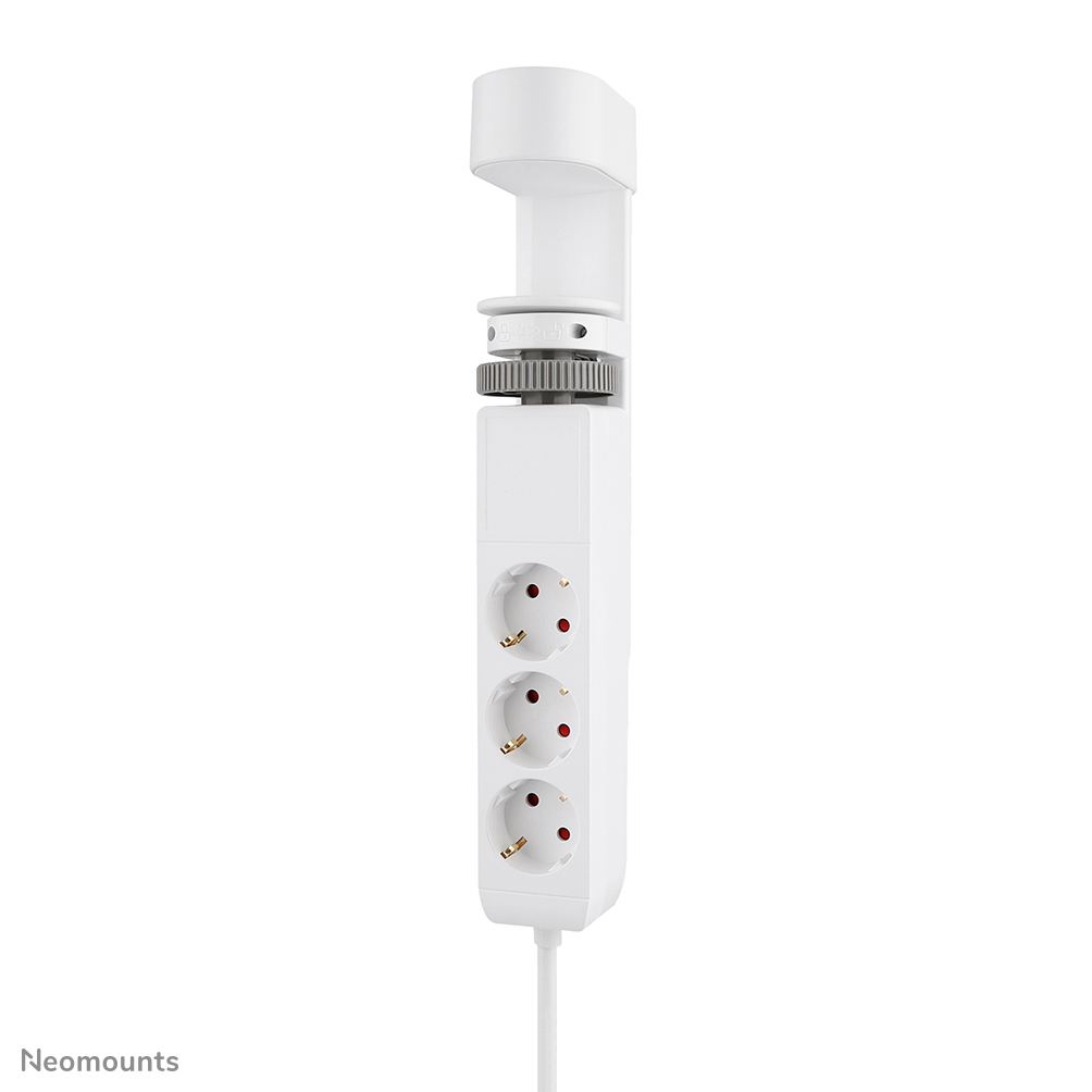 Neomounts VOLT DS22-840WH6 Tischsteckdose mit Klemme - 2 x USB-C (20W), 1x USB-A (18W), 3 x 230V. Steckdose Typ F 3680 Watt- 1,4 m Kabel - Schnellladung - weiß
