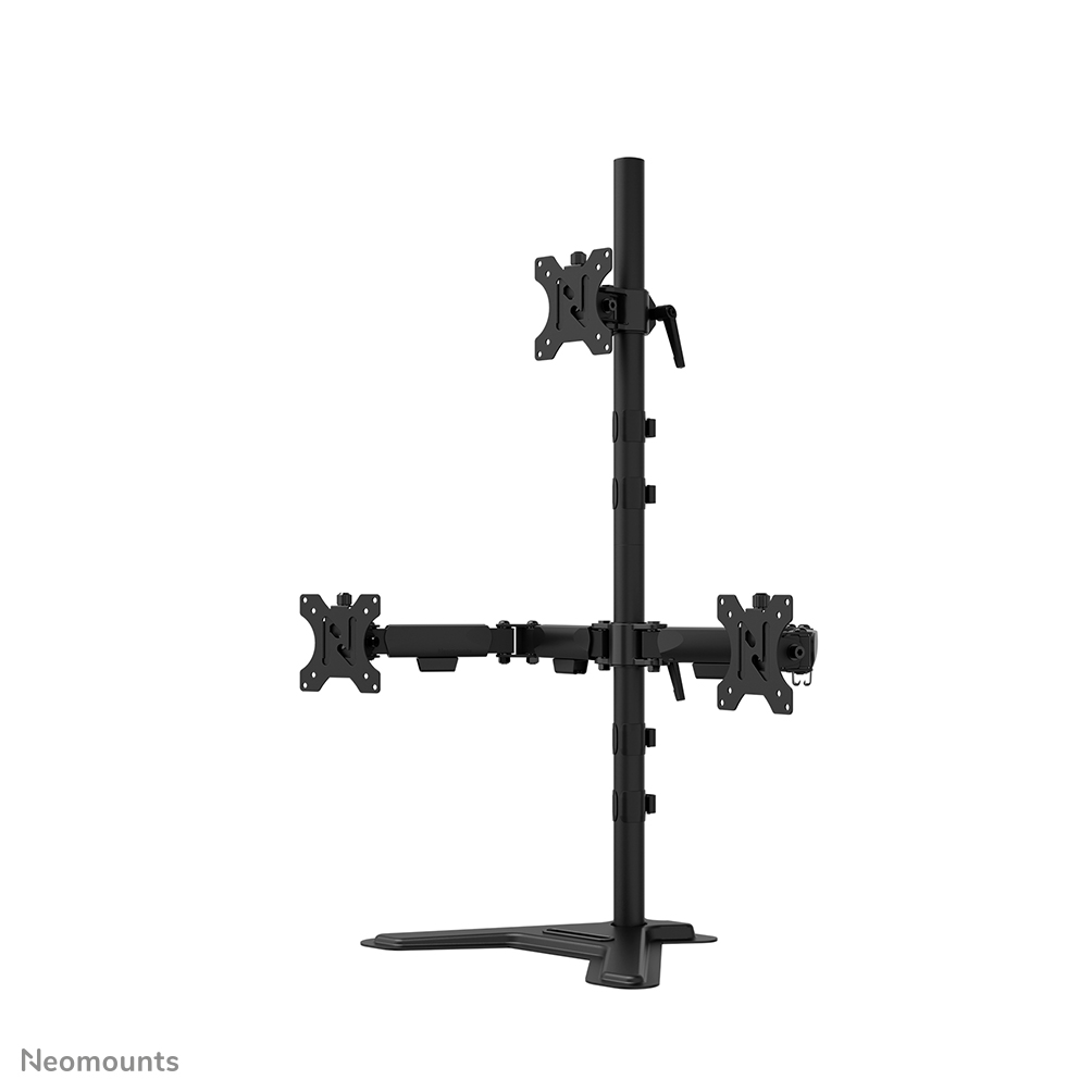 Neomounts DS45-600BL2-1 Monitorständer für drei Bildschirme - 10-32" - 0-5 kg | 11 lbs (3x) - 90° neigbar - 360° drehbar - 180° schwenkbar - VESA 75x75 - 180°-Stopp - Schwarz