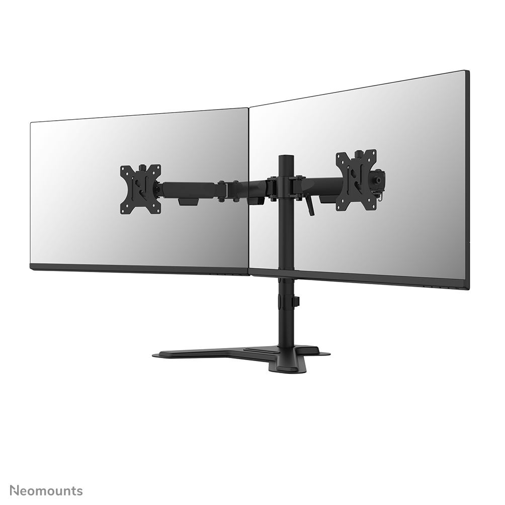 Neomounts DS45-600BL2 Monitorständer für zwei Bildschirme - 10-32" - 0-6 kg | 13,2 lbs (2x) - 90° neigbar - 360° drehbar -  180° schwenkbar - VESA 75x75 - 180°-Stopp - Schwarz