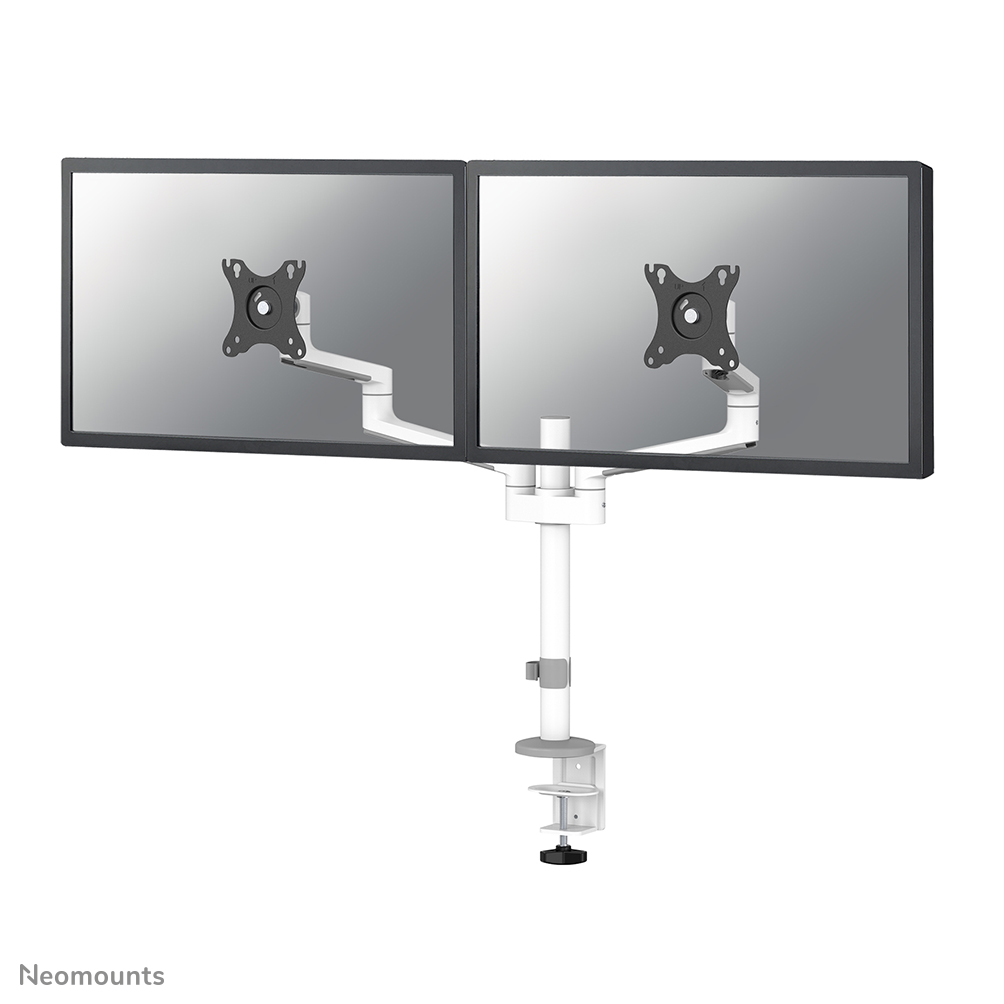 Neomounts NEXT Lite DS60-425WH2 Monitorarm 2 Bildschirme - 17-27" - 0-8 kg/Bildschirm - platzsparendes T-Rex-Modell - 100% plastikfreie Verpackung - weiß