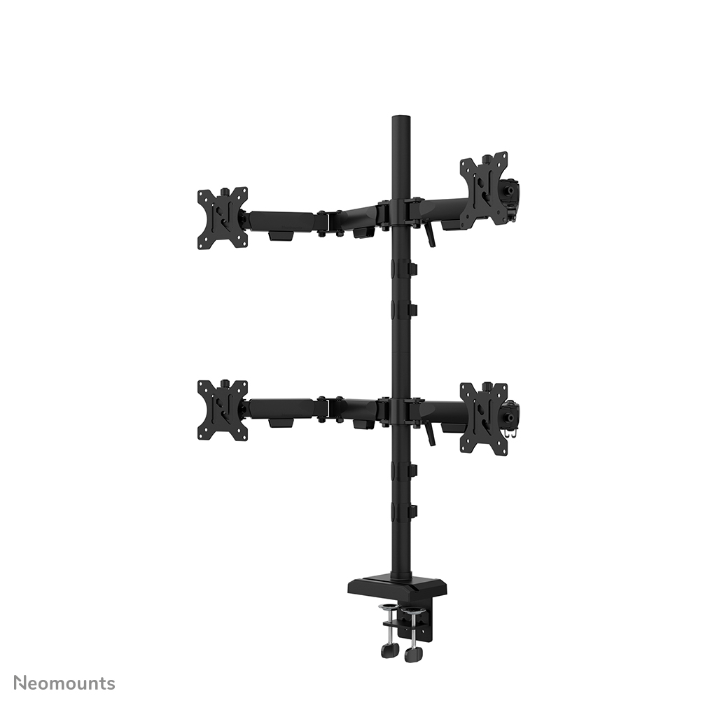 Neomounts DS60-600BL2-2 Quadruple-Monitorarm für vier Bildschirme - 10-32" - 0-8 kg | 17,6 lbs (4x) - 90° neigbar - 360° drehbar - 180° schwenkbar - VESA 75x75 - 180°-Stopp - Schwarz
