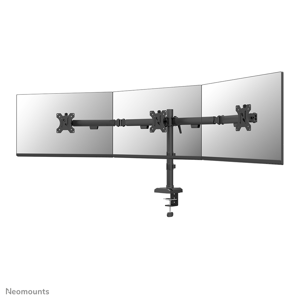 Neomounts NERO DS60-600BL3 Monitorarm 3 Bildschirme - 10-27" - 0-6 kg/Bildschirm - Quick Fix - 180°-Stopp - 100% plastikfreie Verpackung - schwarz