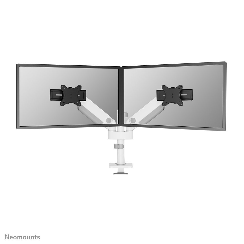 Neomounts NEXT One SL DS65S-950WH2 Monitorarm 2 Bildschirme - 24-34" - 1-11 kg/Bildschirm (Curved 9 kg/Bildschirm) - Gasfeder - 180°-Stopp - Topfix - Easy Install-Modell - mehrfach verstellbares Schieberegler-Modell - 100% plastikfreie Verpackung - weiß
