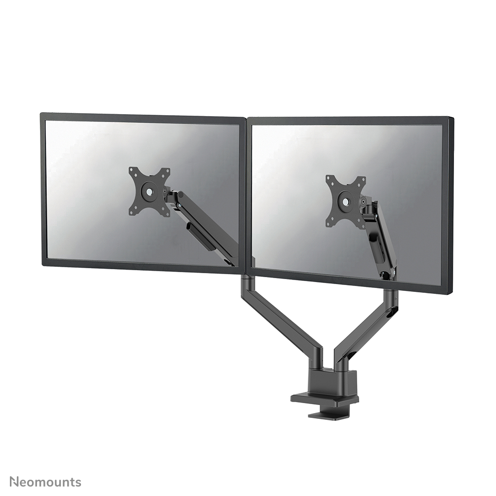 Neomounts NEXT Slim DS70-250BL2 Monitorarm 2 Bildschirme - 17-32" - 1-9 kg/Bildschirm (Curved 8 kg/Bildschirm) - Gasfeder - 180°-Stopp - Topfix - Easy Install-Modell - 100% plastikfreie Verpackung - schwarz