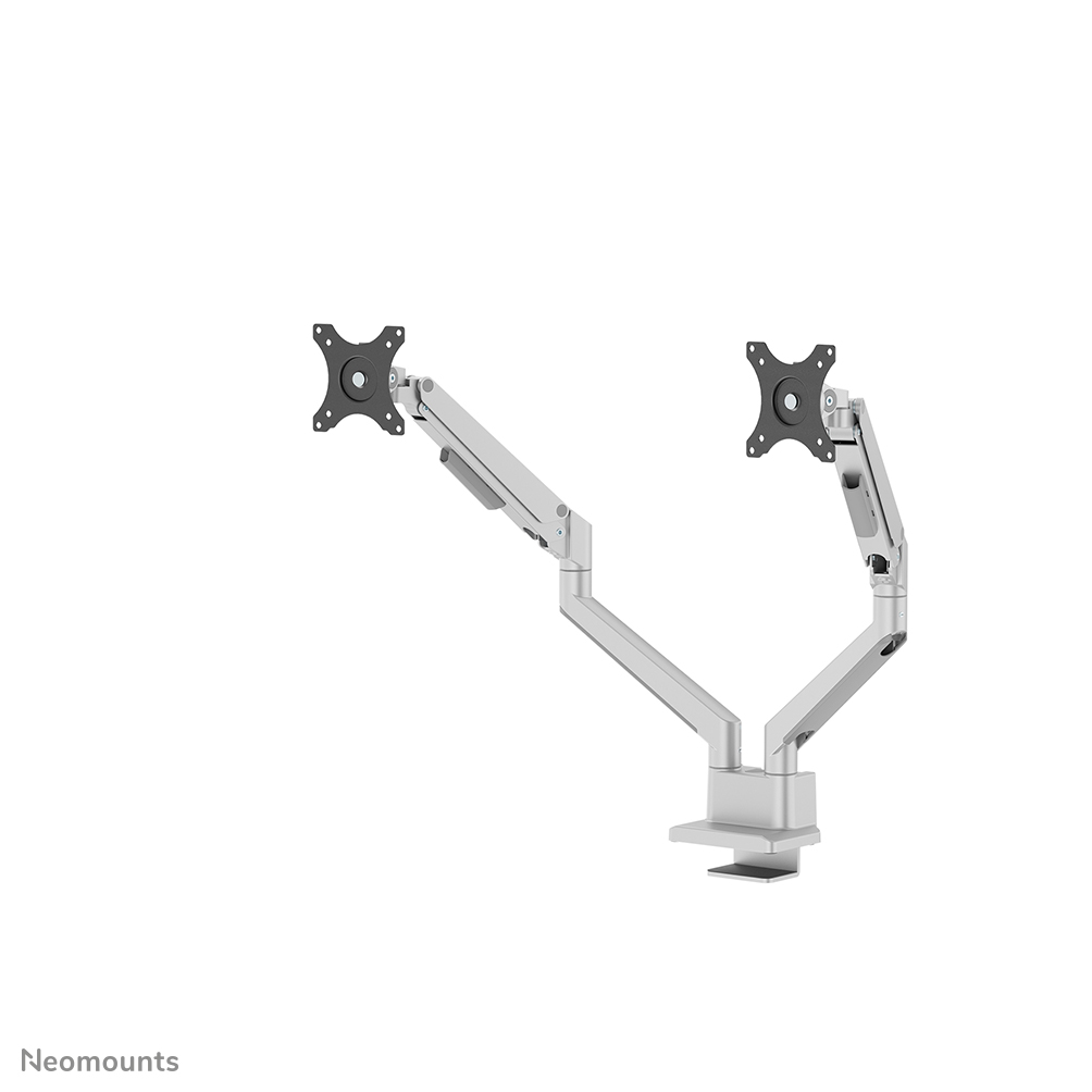 Neomounts NEXT Slim DS70-250SL2 Monitorarm 2 Bildschirme - 17-32" - 1-9 kg/Bildschirm (Curved 8 kg/Bildschirm) - Gasfeder - 180°-Stopp - Topfix - Easy Install-Modell - 100% plastikfreie Verpackung - silber