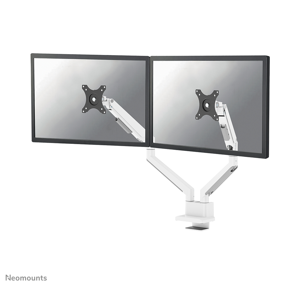 Neomounts NEXT Slim DS70-250WH2 Monitorarm 2 Bildschirme - 17-32" - 1-9 kg/Bildschirm (Curved 8 kg/Bildschirm) - Gasfeder - 180°-Stopp - Topfix - Easy Install-Modell - 100% plastikfreie Verpackung - weiß