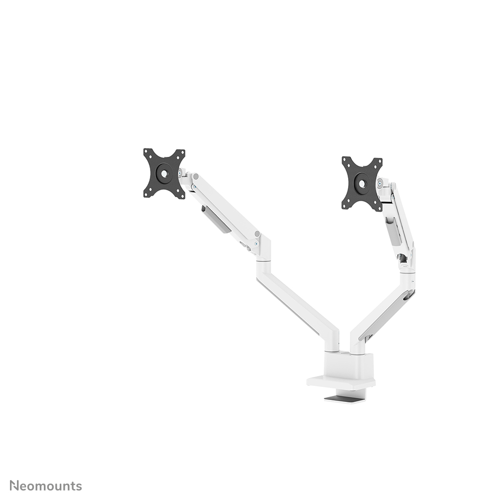 Neomounts NEXT Slim DS70-250WH2 Monitorarm 2 Bildschirme - 17-32" - 1-9 kg/Bildschirm (Curved 8 kg/Bildschirm) - Gasfeder - 180°-Stopp - Topfix - Easy Install-Modell - 100% plastikfreie Verpackung - weiß