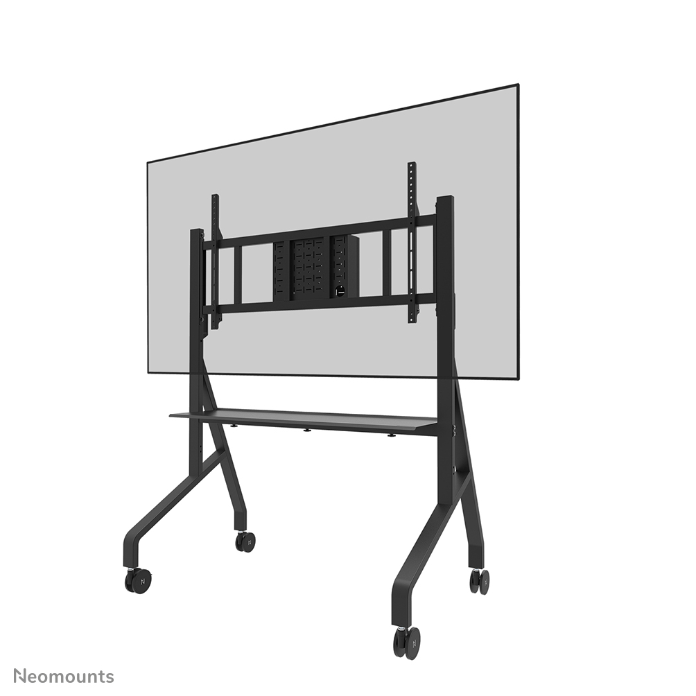 Neomounts MOVE Go XL FL50-575BL1 TV-Trolley - 65-110" - max 125 kg - manuell H 129-139 cm - VESA 100x100-1100x600 - inkl. Hardwareablage - abschließbar (exkl. Schloss) - TÜV-zertificiert - Rapid Install-Modell inkl. Montagehilfe - Videobar-Kit optional verfügbar - schwarz
