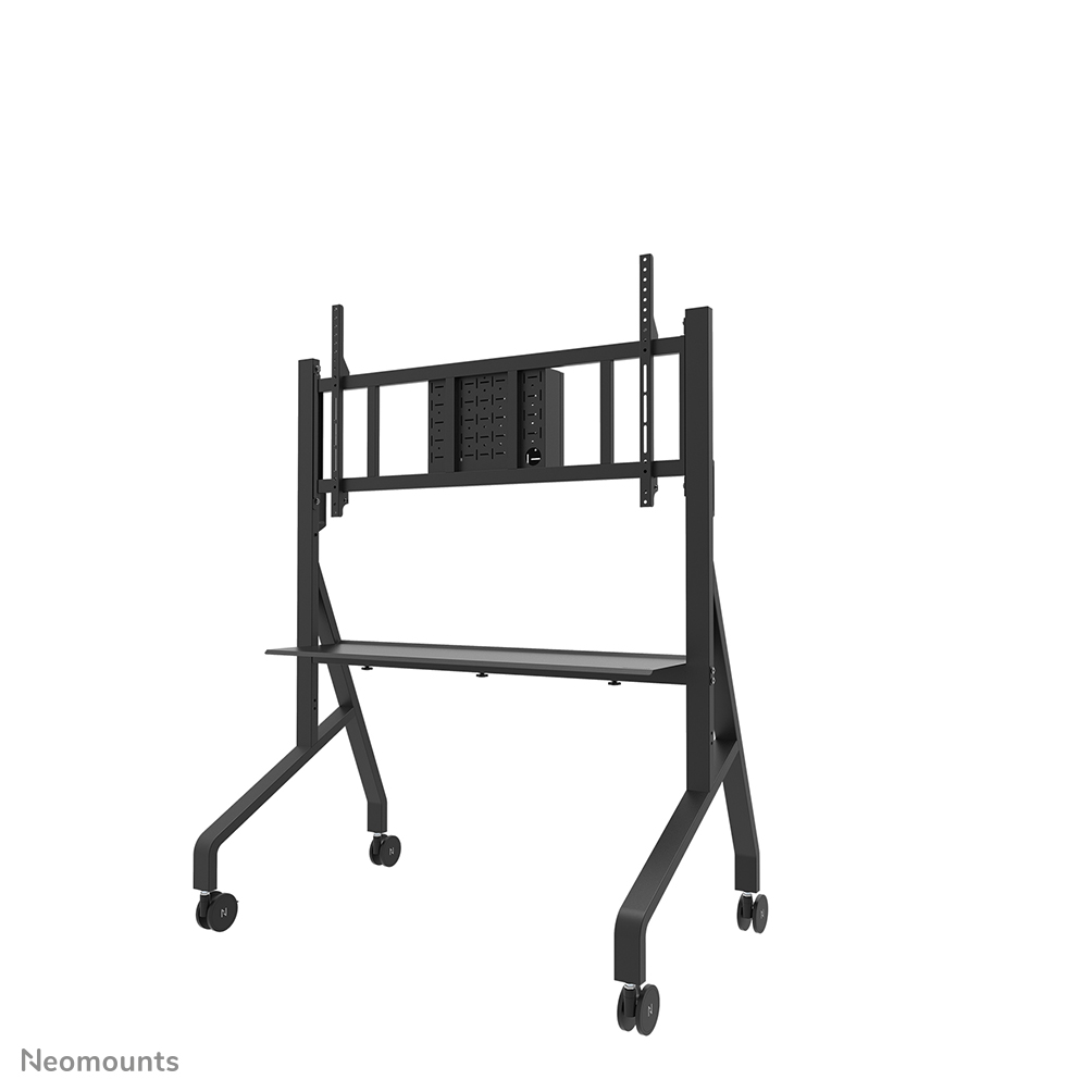 Neomounts MOVE Go XL FL50-575BL1 TV-Trolley - 65-110" - max 125 kg - manuell H 129-139 cm - VESA 100x100-1100x600 - inkl. Hardwareablage - abschließbar (exkl. Schloss) - TÜV-zertificiert - Rapid Install-Modell inkl. Montagehilfe - Videobar-Kit optional verfügbar - schwarz