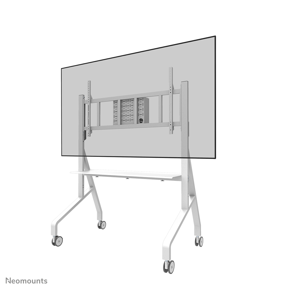 Neomounts MOVE Go XL FL50-575WH1 TV-Trolley - 65-110" - max 125 kg - manuell H 129-139 cm - VESA 100x100-1100x600 - inkl. Hardwareablage - abschließbar (exkl. Schloss) - TÜV-zertificiert - Rapid Install-Modell inkl. Montagehilfe - Videobar-Kit optional verfügbar - weiß