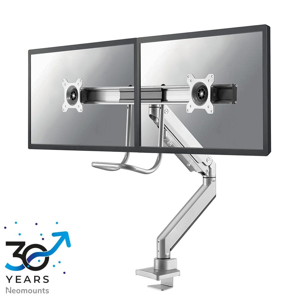 Neomounts NM-D775DXSILVER Traverse Monitorarm 2 Bildschirme - 10-32" - 1-8 kg/Bildschirm - Gasfeder - 180°-Stopp - Topfix - silber
