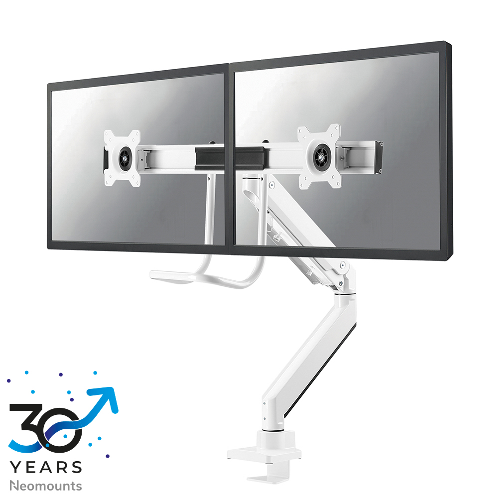 Neomounts NM-D775DXWHITE Traverse Monitorarm 2 Bildschirme - 10-32" - 1-8 kg/Bildschirm - Gasfeder - 180°-Stopp - Topfix - weiß