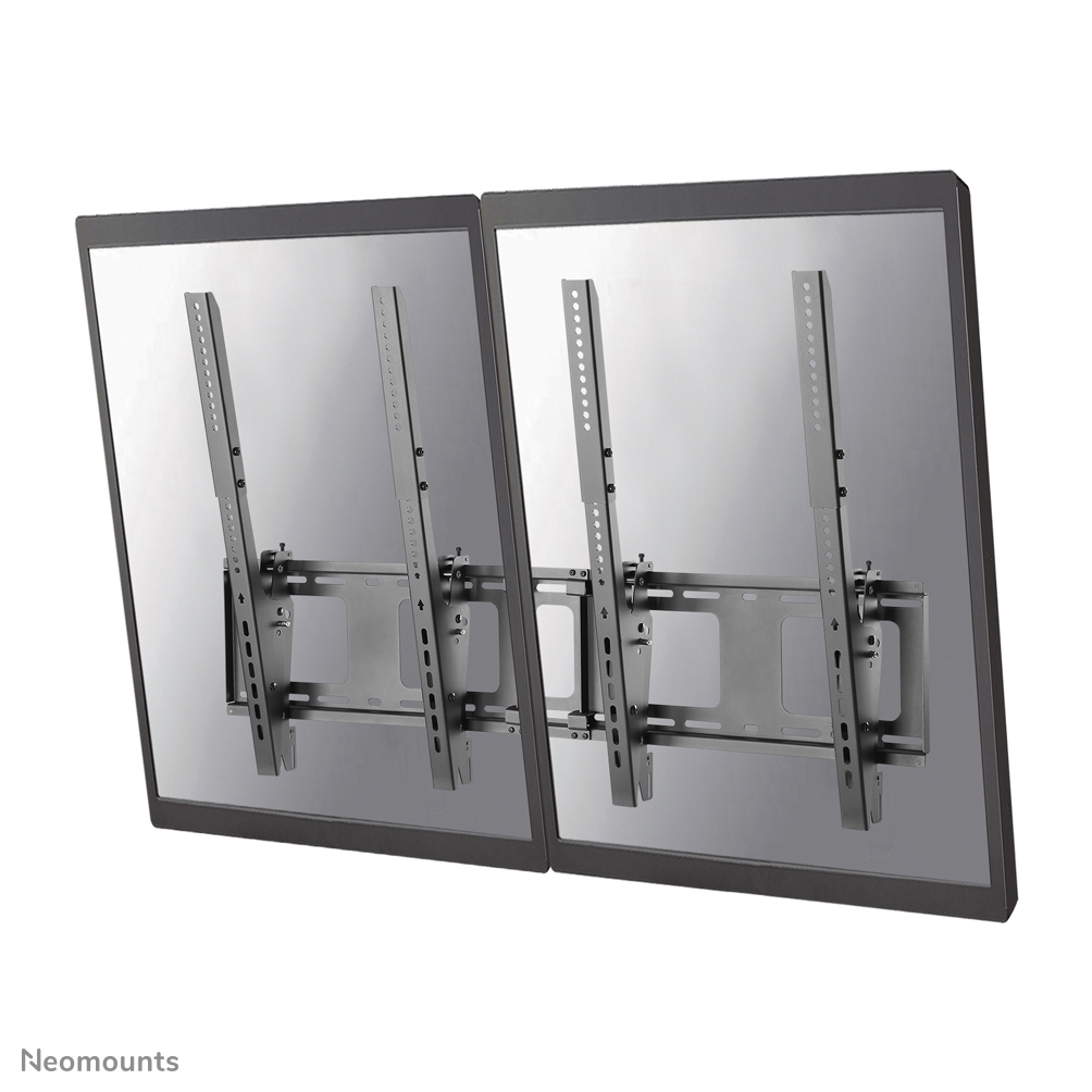 Neomounts NS-WMB200PBLACK Neigbare Menuboard-Wandhalterung 2 Bildschirme - 40-52" - max 50 kg/Bildschirm - VESA 200x200-400x600 - T 7,8 cm - neigbar - Hochformat - schwarz