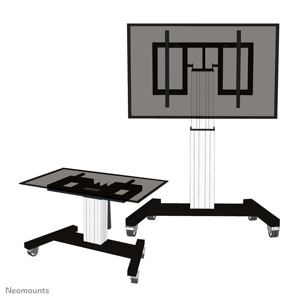 Neomounts PLASMA-M2500TSILVER TV-Trolley - 42-100" - max 150 kg - motorisiert H 91-141 cm - VESA 400x200-800x600 - Tischneigefunktion - silber