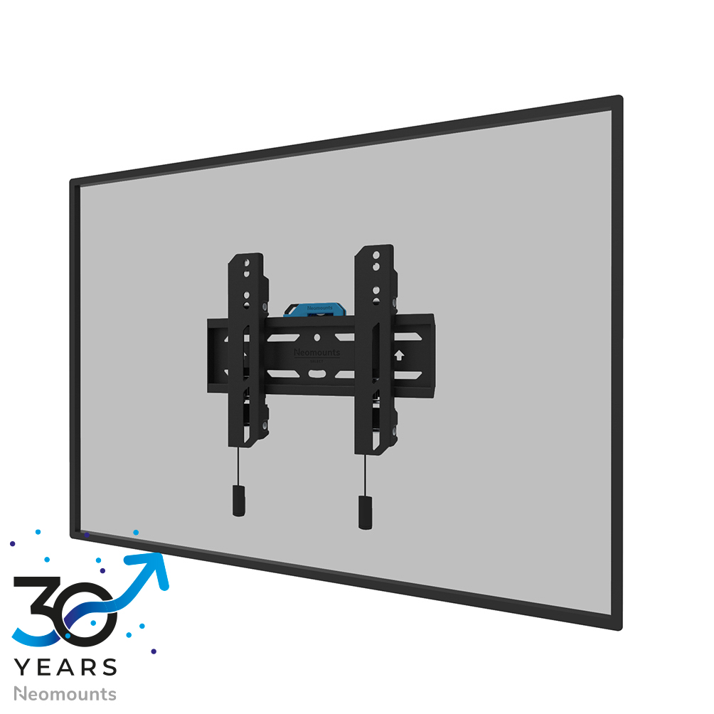 Neomounts LEVEL-850 WL30S-850BL12 Feste TV-Wandhalterung - 24-65" - max 40 kg - VESA 50x50-200x200 - T 3,3 cm - Nivellierung - abschließbar (inkl. Anti-Diebstahl-Schraube, exkl. Schloss) - Rapid Install-Modell inkl. Befestigungsschablone - schwarz